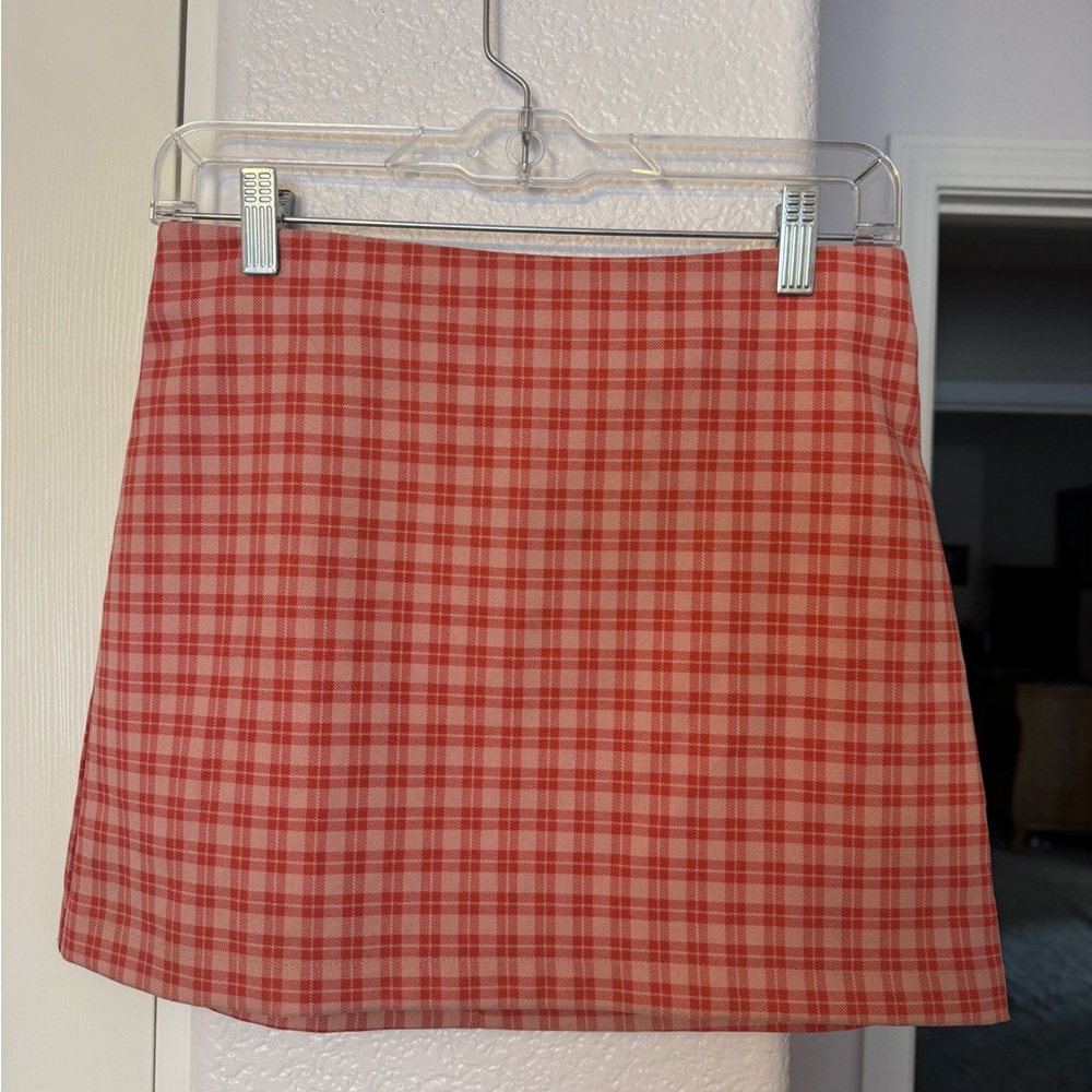 Urban Outfitters Red Checkered Mini Skirt